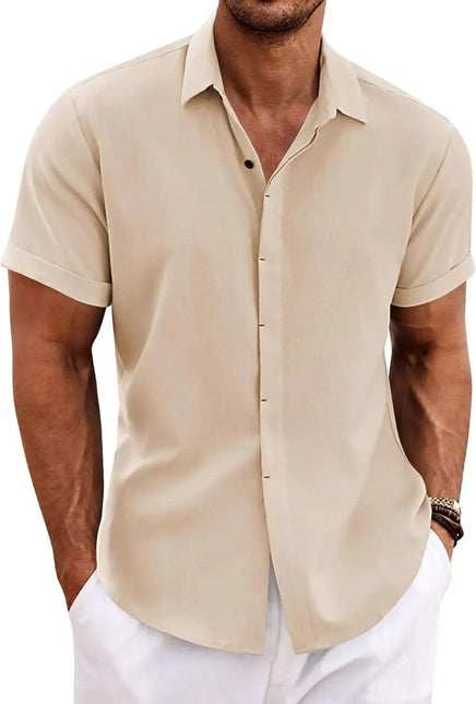 The Milo Short Sleeve Cotton-Linen Shirt | Lightweight Pullover for Casual Summer Comfort - northernnomad