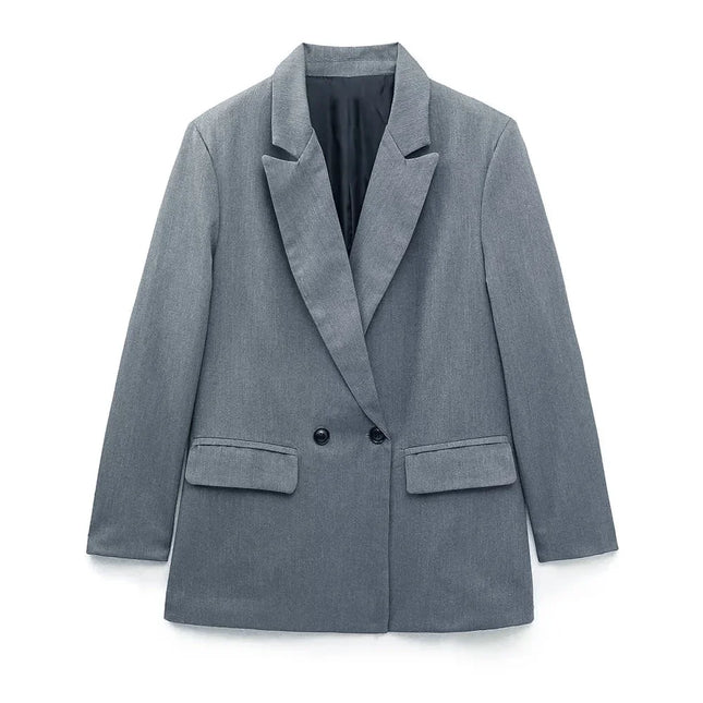 Women's Tailored Blazer Double-Breasted Structured Silhouette Notched Lapels