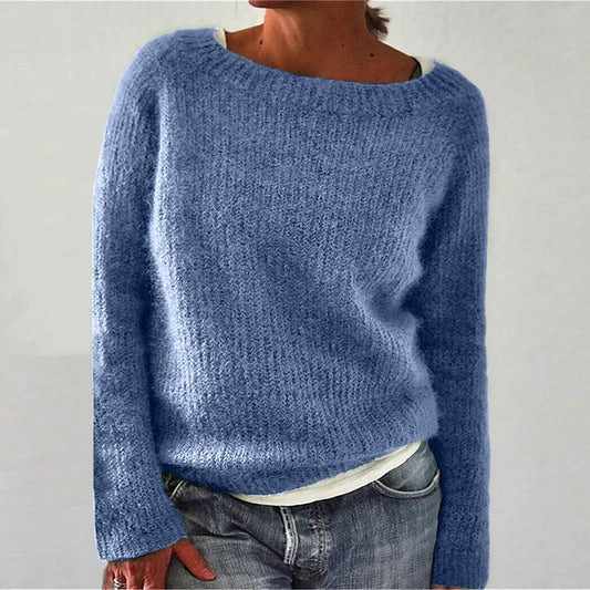 Women's Knit Sweater Loose Fit Boot Neck