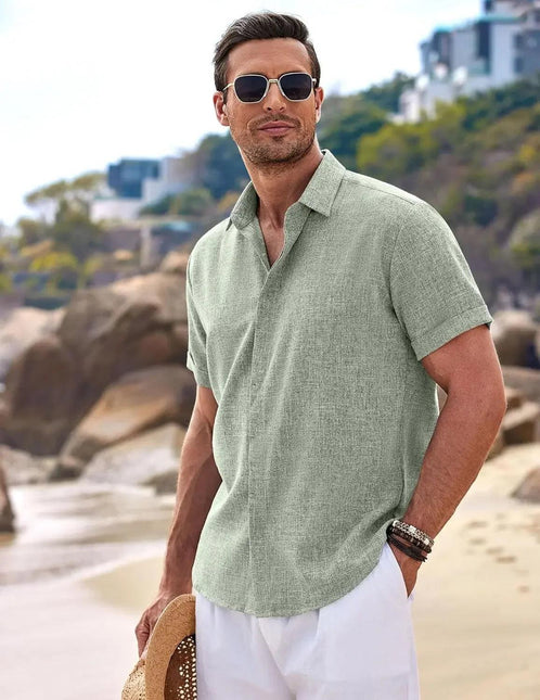 The Milo Short Sleeve Cotton-Linen Shirt | Lightweight Pullover for Casual Summer Comfort - northernnomad