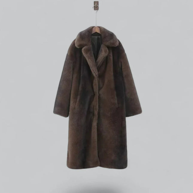 Women's Long Faux Fur Trench Coat