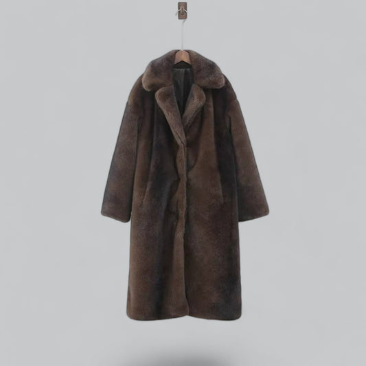 Women's Long Faux Fur Trench Coat
