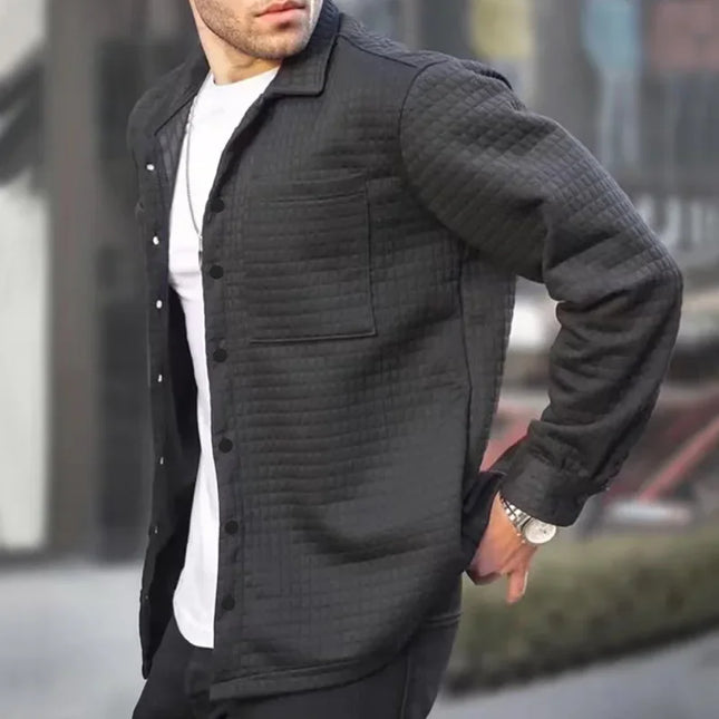Men's Quilted Casual Jacket - Relaxed Fit - Button Front