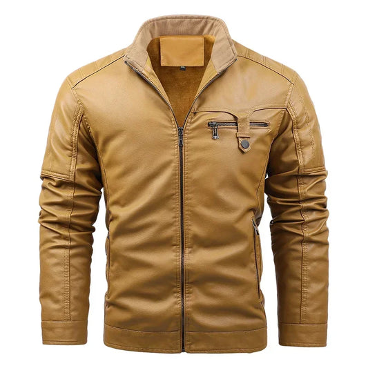Men's Leather Biker Jacket Classic Style