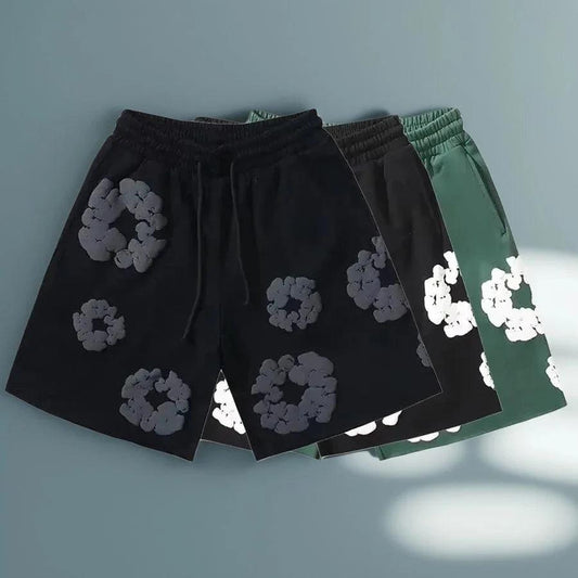 Men's Floral Print Denim Pants