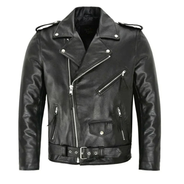 Men's Zipper Motorcycle Jacket Plain Style