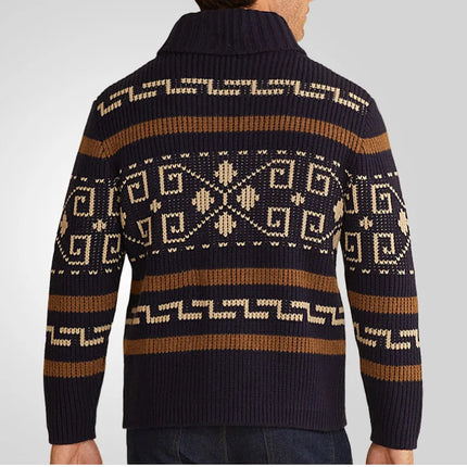 Men's Wool Knit Cardigan Sweater Slim Fit Zipper Front