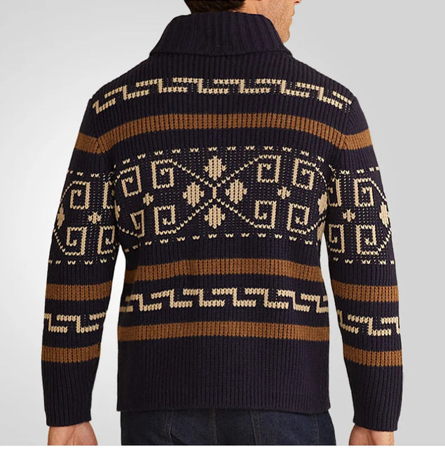 Men's Wool Knit Cardigan Sweater Slim Fit Zipper Front
