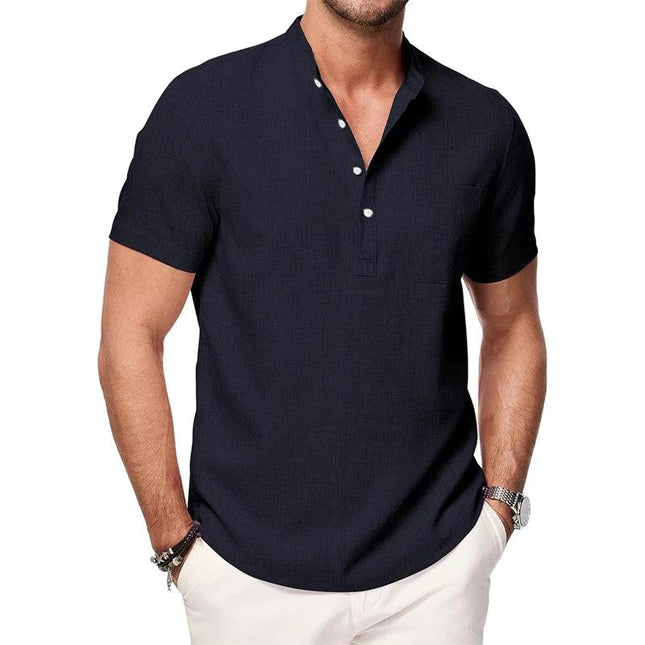 Shoreline Henley | Men's Lightweight Cotton Beach Shirt with Pocket - northernnomad