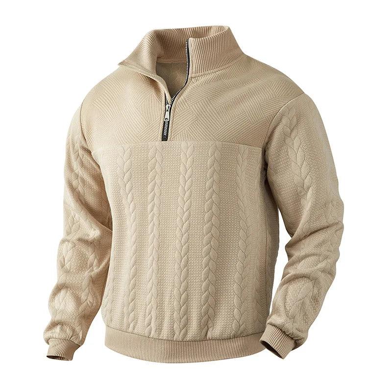 Nordex | Men's Jacquard Zip Pullover Sweater with Stand-Up Collar