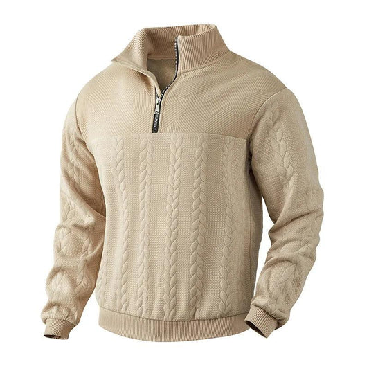 Nordex | Men's Jacquard Zip Pullover Sweater with Stand-Up Collar