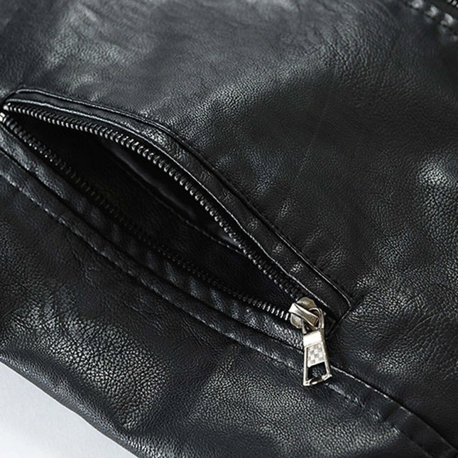 Men's Vintage PU Leather Windbreaker Jacket