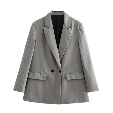 Women's Tailored Blazer Double-Breasted Structured Silhouette Notched Lapels