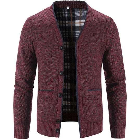 Valmere Knit Fleece Cardigan | Thick Zip-Up Autumn Winter Sweater Coat for Men