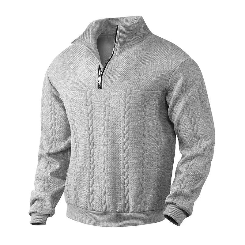 Nordex | Men's Jacquard Zip Pullover Sweater with Stand-Up Collar