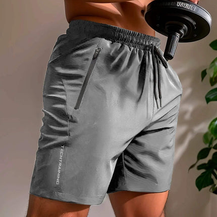 Men's Moisture-Wicking Athletic Shorts with Stretch Fabric and Zip Pocket
