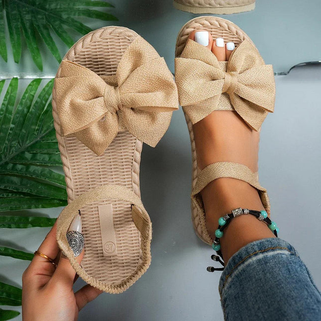 Women's Flat Sandals Bow Tie Design