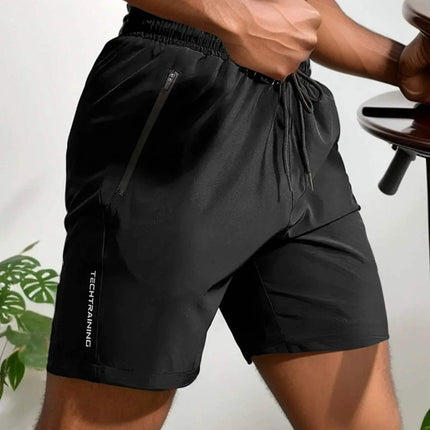 Men's Moisture-Wicking Athletic Shorts with Stretch Fabric and Zip Pocket