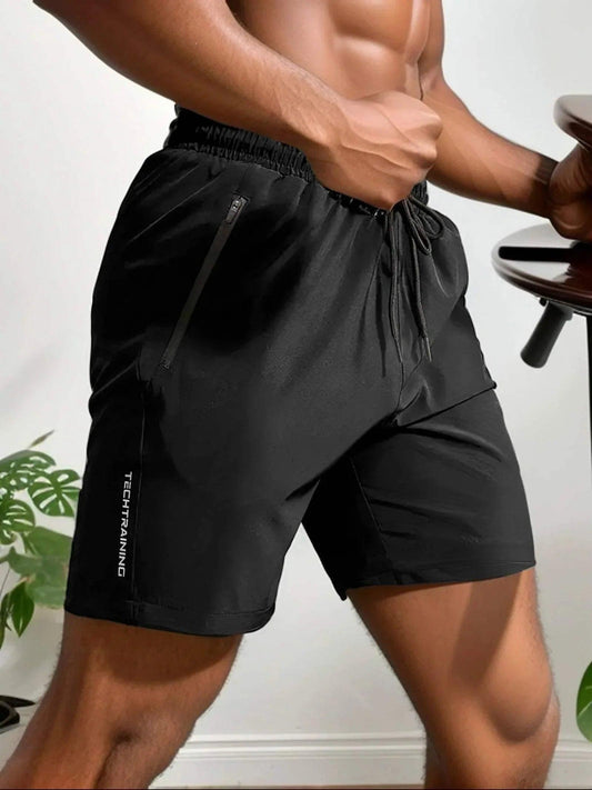 Men's Moisture-Wicking Athletic Shorts with Stretch Fabric and Zip Pocket