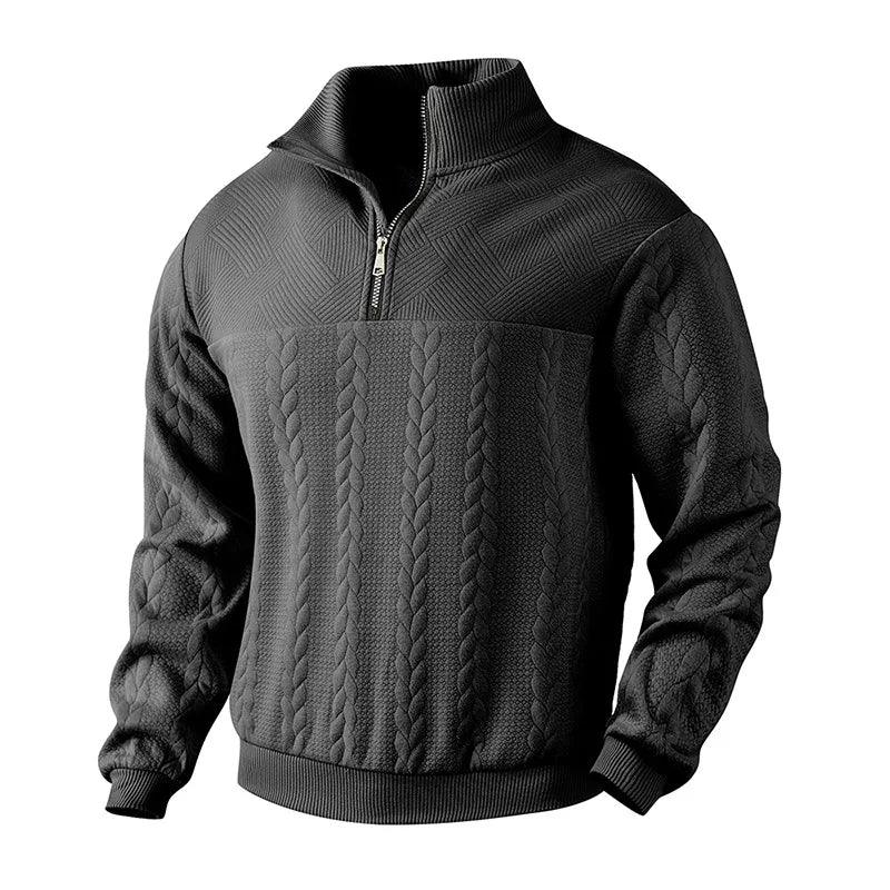Nordex | Men's Jacquard Zip Pullover Sweater with Stand-Up Collar