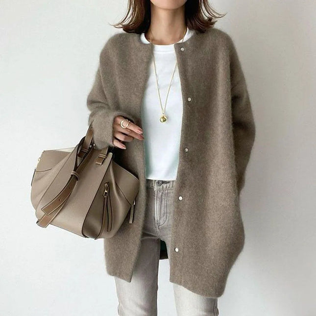 Women's Knitted Cardigan with Button Closure