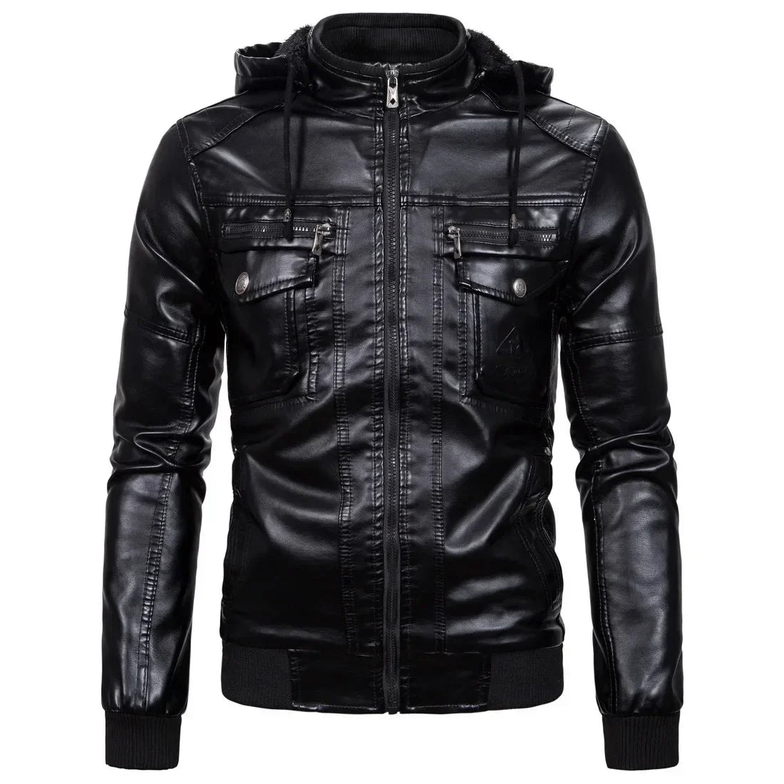 Men's Hooded PU Leather Jacket
