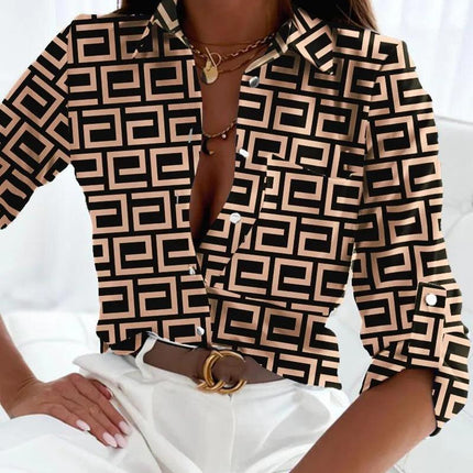 Women's Button-Down Blouse Abstract Print