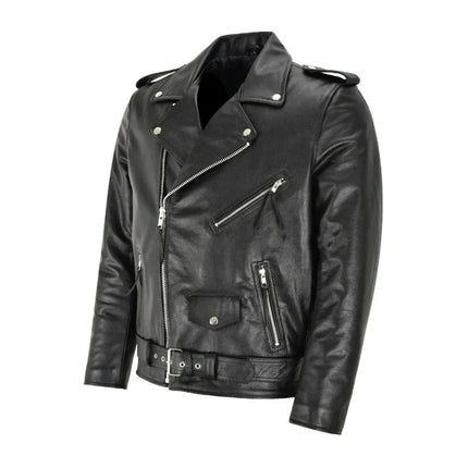Men's Zipper Motorcycle Jacket Plain Style