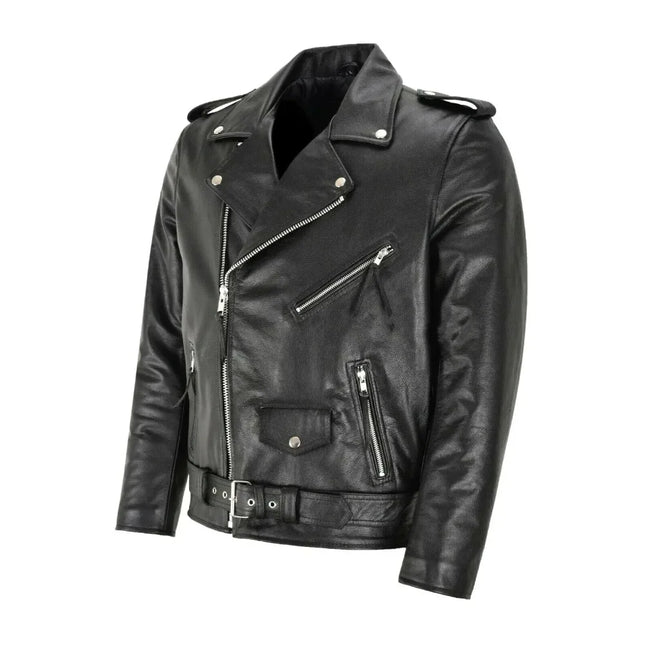 Men's Zipper Motorcycle Jacket Plain Style
