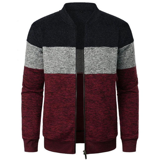 Strix Stand Collar Knit Jacket | Autumn Streetwear with Zipper Closure & Striped Pattern - northernnomad