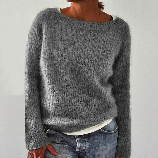 Women's Knit Sweater Loose Fit Boot Neck