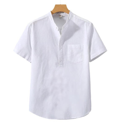 Airfold Men’s Summer Cotton Tee | Minimalist Stand Collar Pocket Shirt - northernnomad