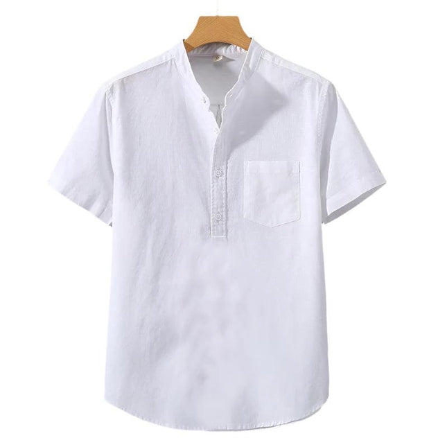 Airfold Men’s Summer Cotton Tee | Minimalist Stand Collar Pocket Shirt - northernnomad