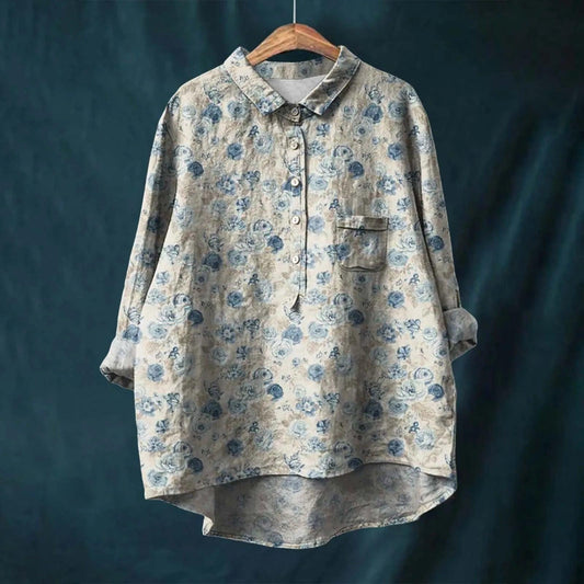Women's Floral Print Shirt Elegant Style