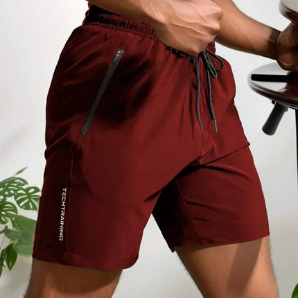Men's Moisture-Wicking Athletic Shorts with Stretch Fabric and Zip Pocket