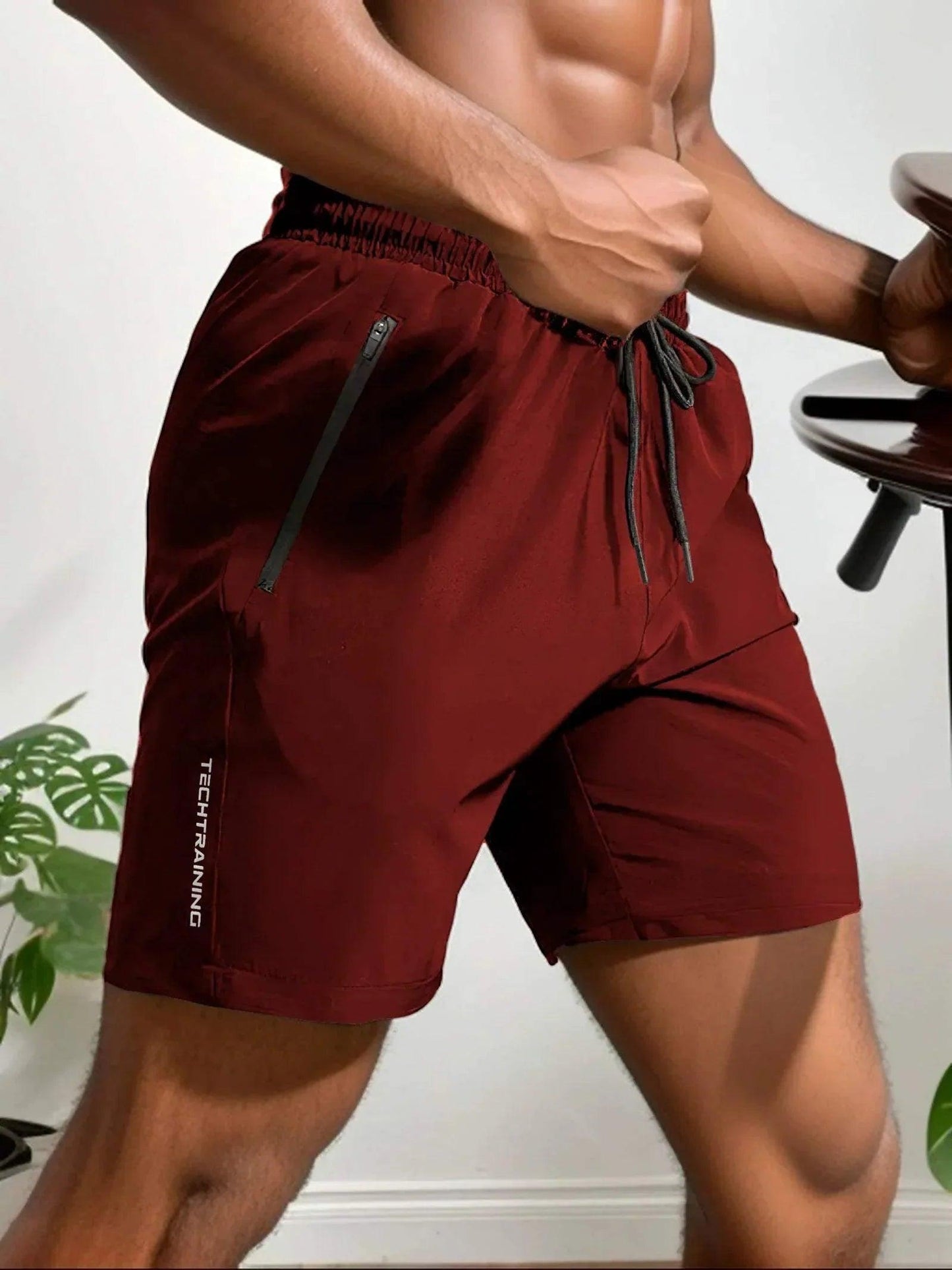 Men's Moisture-Wicking Athletic Shorts with Stretch Fabric and Zip Pocket