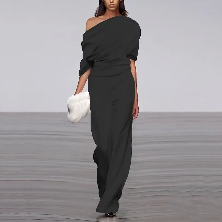 Women's Elegant Spring Jumpsuit Single-Breasted Neckline