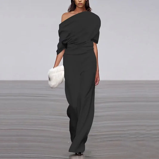 Women's Elegant Spring Jumpsuit Single-Breasted Neckline