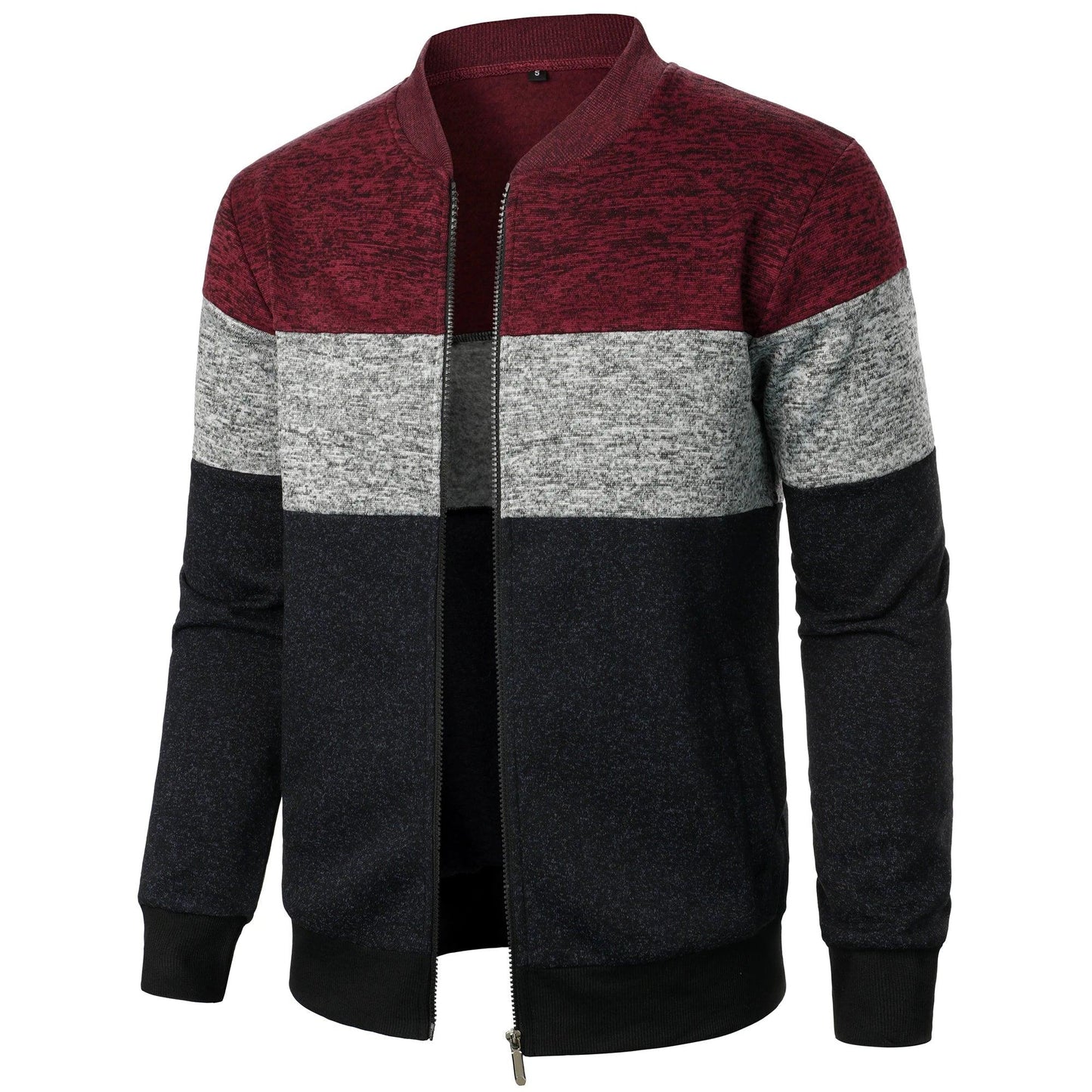 Strix Stand Collar Knit Jacket | Autumn Streetwear with Zipper Closure & Striped Pattern
