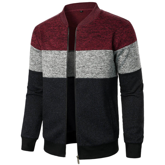 Strix Stand Collar Knit Jacket | Autumn Streetwear with Zipper Closure & Striped Pattern - northernnomad