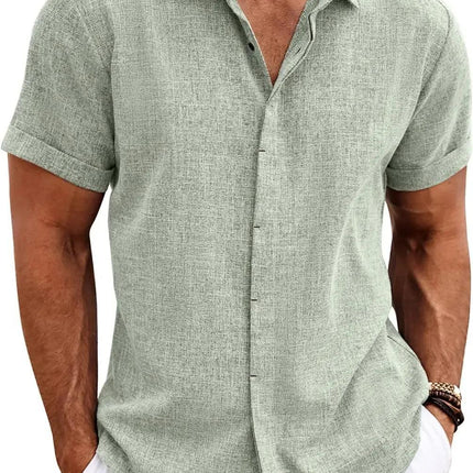 The Milo Short Sleeve Cotton-Linen Shirt | Lightweight Pullover for Casual Summer Comfort - northernnomad