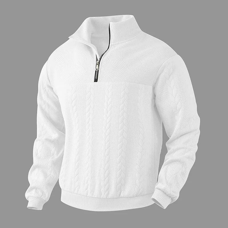 Nordex | Men's Jacquard Zip Pullover Sweater with Stand-Up Collar