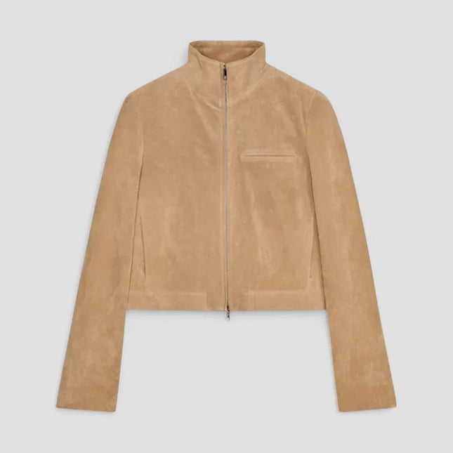 Women's Suede Look Jacket with Zip Detail