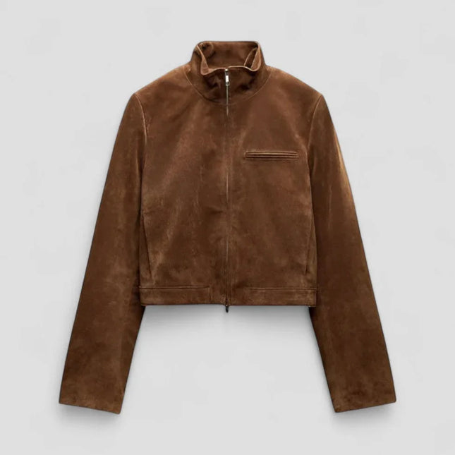 Women's Suede Look Jacket with Zip Detail