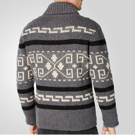 Men's Wool Knit Cardigan Sweater Slim Fit Zipper Front