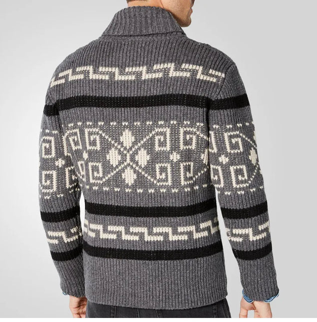 Men's Wool Knit Cardigan Sweater Slim Fit Zipper Front