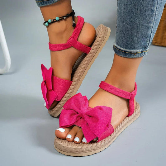 Women's Flat Sandals Bow Tie Design