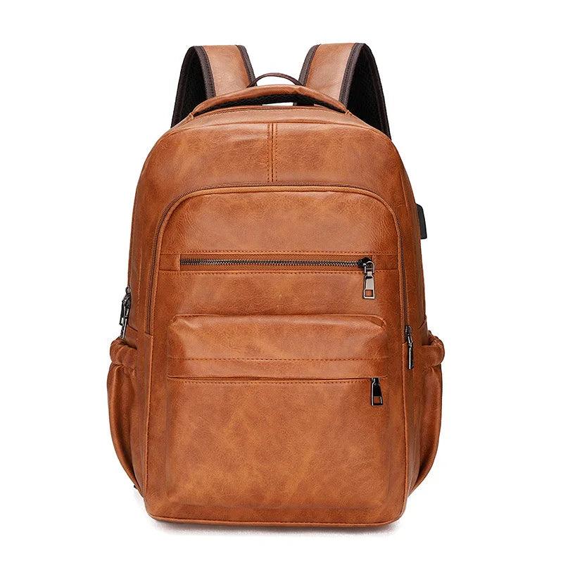 Men's Premium Leather Backpack | Stylish 15" Laptop Bag with USB Charging Port for Business and Travel