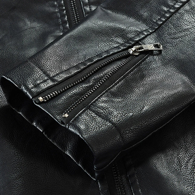 Men's Vintage PU Leather Windbreaker Jacket