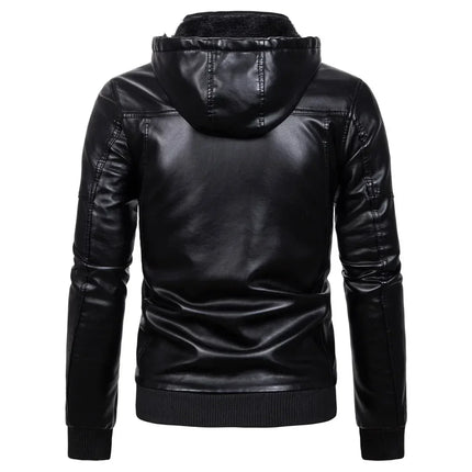 Men's Hooded PU Leather Jacket